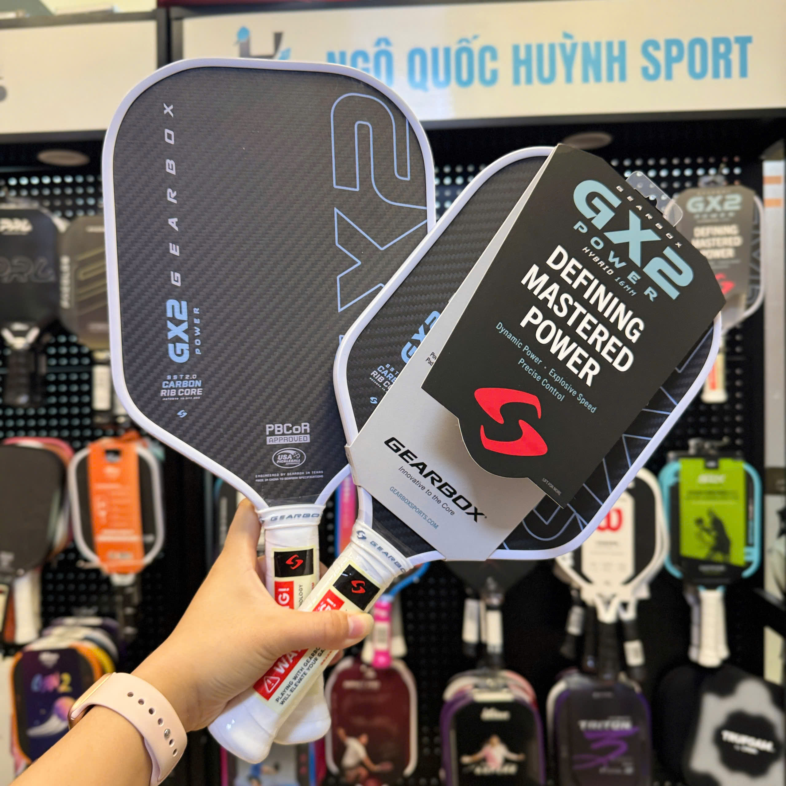 Vợt Pickleball GearBox GX2 Power Hybrid Limited Edition 16MM - TRẮNG