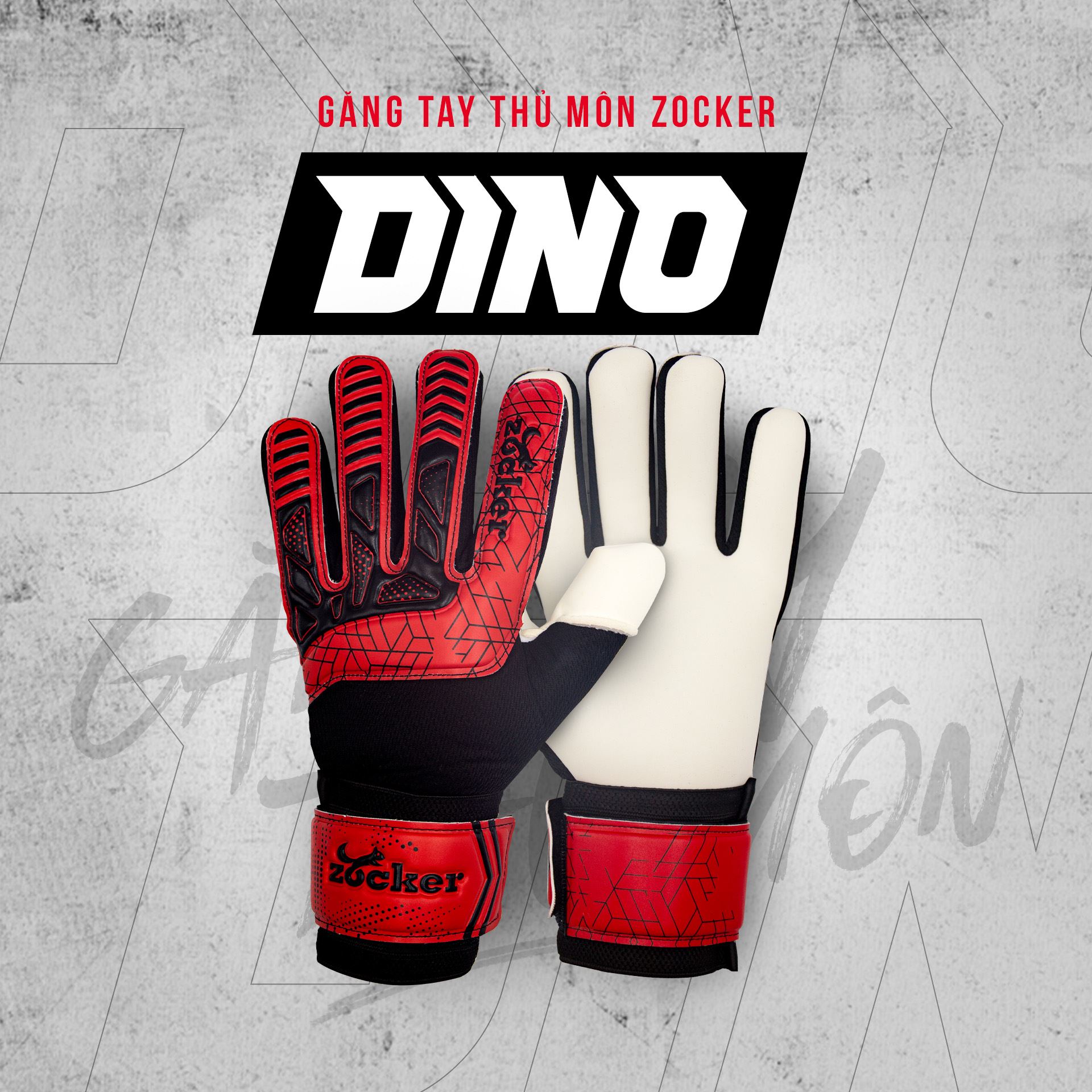 Găng Tay Thủ Môn Zocker Gloves Dino- Đỏ
